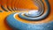 A close up of a spiral made out of blue and orange, AI