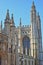 Close-up on the spires of Gothic King`s college Chapel, Cambridge university