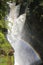 Close-up of splashing waterfall in a narrow ravine with rainbow, Iguazu Falls, Argentina