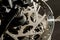 Close-up of a spoke wheel. Macro photo. Part of the bike.