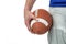 Close-up of sports player holding ball