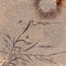 close up of a square traditional Tobeyaki rough fired earth tone ceramic tile with a sun, grass and dragonflies design background