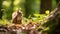 Close up of a Squirrel in a Forest. Blurred Natural Background