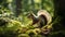 Close up of a Squirrel in a Forest. Blurred Natural Background