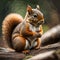 A close up of a squirrel on a rock, squirrel, large horned tail.
