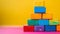 A close up of a stack of colorful blocks on top of each other, AI