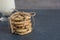 Close up of a stack of dried cherry cookies