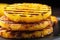close-up of a stack of grilled pineapple slices