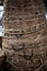 Close up of a stack of large woven baskets