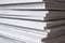 Close up of stack of white extruded polystyrene sheets insulative material for buildings