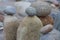 Close up of Stacked Rocks on a river bank