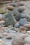 Close up of Stacked Rocks on a river bank