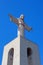 Close-up of the statue of Christ placed on top of the Cristo-Rei or King-Christ Sanctuary in Almada.