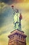 Close up of the statue of liberty with its pedestal, New York City