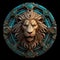 A close up of a statue of a lion. Generative AI image.