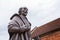 Close up of statue of William Shakespeare in Henley Street, Stratford Upon Avon, Warwickshire, UK