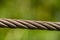 Close up Steel wire used as a retaining rope on a suspension bridge