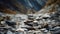 Close up of a Stone Cairn in the Mountains. Beautiful natural Background