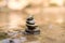 Close up Stone stacked on water river