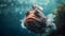 close-up of Stonefish in a beautiful blue ocean