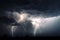 close-up of storm clouds with flashes of lightning and thunder