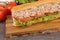 Close up on submarine tuna sandwich