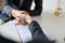 Close-up, Successful female lawyer shakes hands with her client after finishing the meeting