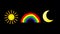 Close up the sunshine, rainbow and moon cartoon animation