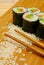 Close up of sushi rolls