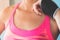 Close up sweat on sporty woman`s body, Beauty and Healthy lifest