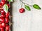 Close up of Sweet cherries on light vintage background