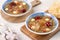 Close up of sweet snow white fungus soup with lotus seed, Chinese red dates and wolfberry