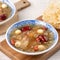 Close up of sweet snow white fungus soup with lotus seed, Chinese red dates and wolfberry