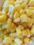 Close up sweetcorn kernels succulent yellow