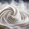A close up of a swirl of whipped cream, AI