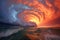 close-up of a swirling storm cloud with a visible calm center