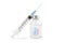 Close up syringe and Covid-19 coronavirus vaccine or vaccine vial on white background isolated with clipping path and full depth