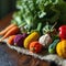 A close up of a table with vegetables and peppers, AI