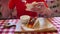 Close-up of tacos on a stand in a street cafe, fast food, camera movement