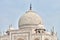 Close up Taj Mahal dome white marble mausoleum landmark in Agra, Uttar Pradesh, India,