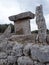 Close up of the talaiot de Trepuco megalithic t-shaped Taula monument in sunny day it Menorca Spain