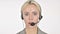 Close Up of Talking Woman with Headset, Call Center