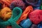 close-up of tangled colorful fishing nets on a dock