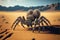 Close-up of a tarantula on the sand in natural desert environment. generative AI