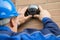 Close-up Of Technician Installing Camera In Building