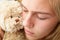 Close up teenage girl with cuddly toy