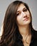 Close-up of teenage girl with dark long hair