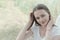 Close up of teenage girl smiling to the camera. Education, school girl. Smiling young woman.