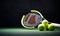 Close Up of Tennis Racket and Three Tennis Balls