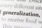 close-up of the term Generalization on paper background